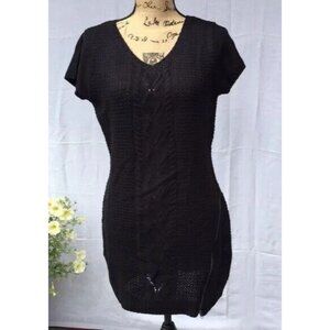 NWT Made for Me to Look Amazing Black Knit Dress Zipper Accent Short Sleeve XL
